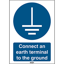 Iso Safety Sign Connect An Earth Terminal To The Ground Brady Part