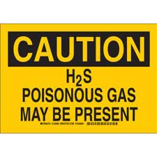 CAUTION H2S Poisonous Gas May Be Present Sign Brady BradyID