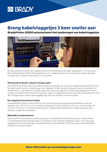 BradyPrinter A5500 automatiseert het aanbrengen van kabelvlaggetjes - Infoblad