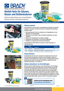 Notfall-Sets für Säuren, Basen und Batteriesäuren - Infoblatt