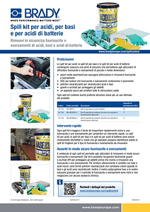 Spill kit per acidi, per basi e per acidi di batterie - Foglio informativo