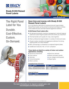 B-593 Raised Panel Label Informational Sheet