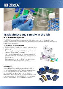 B-7425 laboratory label sellsheet - English