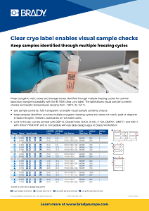 Clear cryo label enables visual sample checks - Information sheet