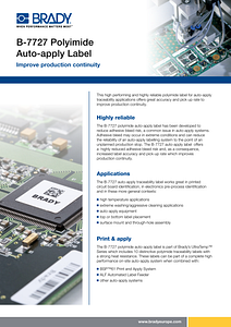 B-7727 Polyimide Auto-apply Label - Information sheet