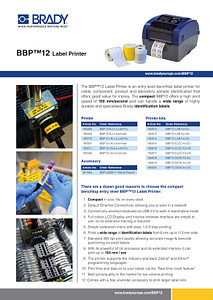 BBP12 Label printer sell sheet in English