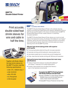 BBP® 72 Double-Sided Printer Informational Sheet