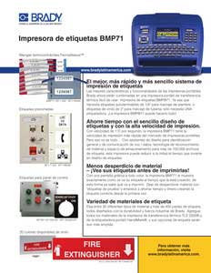 Hoja informativa de la impresora de etiquetas BMP71