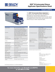 BSP45 Sleeve Applicator Specification Sheet
