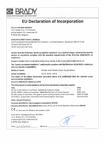 BradyPrinter A8500 stroke applicator - EU Declaration of Conformity