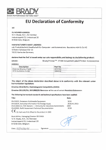 BradyPrinter i7100 cutter accessories - EU Declaration of Conformity
