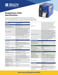 BradyPrinter i7100 Specification Sheet
