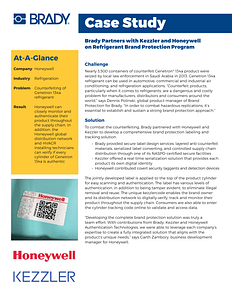 Brady Partners with Kezzler and Honeywell on Refrigerant Brand Protection Program
