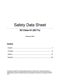 EZ Clean Safety Data Sheet