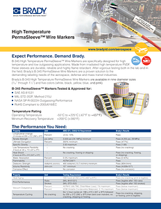 High Temperature PermaSleeve Wire Markers Informational Sheet
