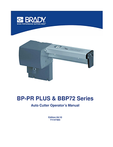 BP PR Plus & BBP72 Auto Cutter Manual - English