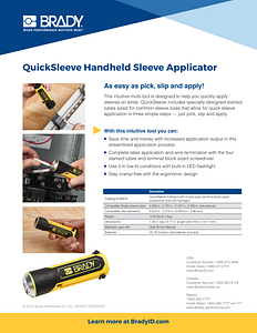 QuickSleeve Handheld Sleeve Applicator Informational Sheet
