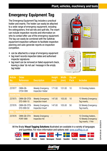 Scafftag Emergency Equipment Tag sellsheet in English
