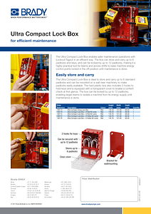 Lockout Tagout Ultra Compact Lock Box Sellsheet - English