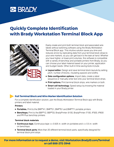 Brady Workstation Terminal Block App