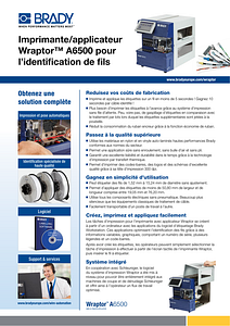 Imprimante/applicateur Wraptor™ A6500 pour l’identification de fils - Fiche d'information