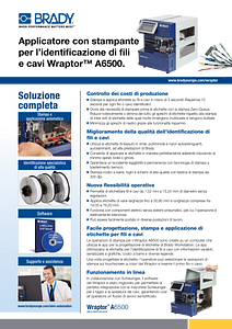 Applicatore con stampante per l’identificazione di fili e cavi Wraptor™ A6500 - Foglio informativo