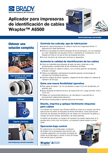 Aplicador para impresoras de identificación de cables Wraptor™ A6500 - hoja de información