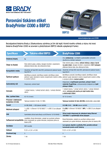 BradyPrinter i3300 & BBP33 comparison sheet - Czech