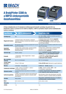 BradyPrinter i3300 & BBP33 comparison sheet - English