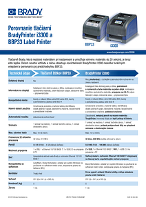 BradyPrinter i3300 & BBP33 comparison sheet - Slovak