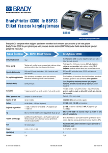 BradyPrinter i3300 & BBP33 comparison sheet - Turkish
