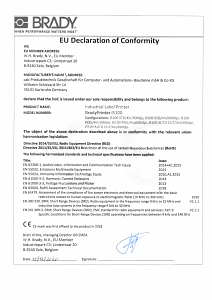 BradyPrinter i5100 - EU Declaration of Conformity