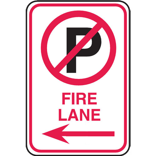 Parking Sign - No Parking Either Side Fire Lane - H250mm x W180mm