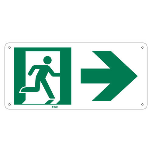 BradyGlo™ Egress Sign, B-986, 178mm H x 381mm W - Safety Green - 178mm ...