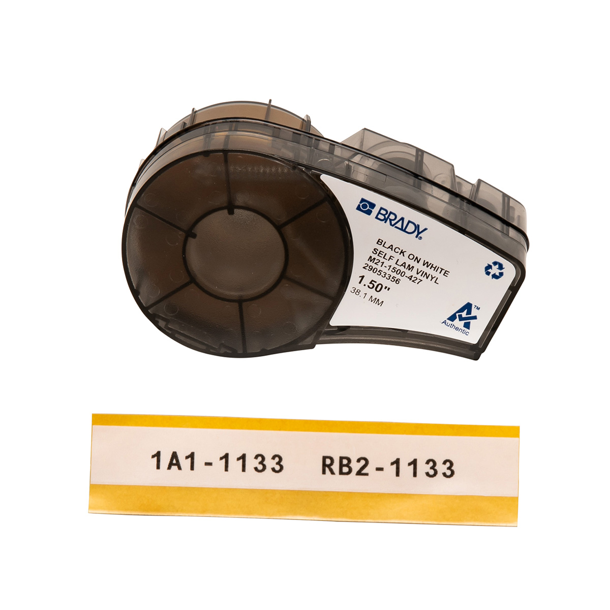 Brady Part: M21-1500-427, 110930, Étiquettes auto-protégées en vinyle  pour fils et câbles pour étiqueteuses M211 et M210