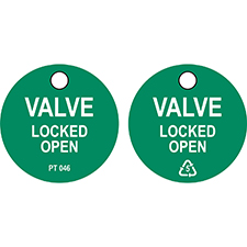 Valve Locked OPEN tag - Brady Part: PROC-GB-PT 046-50 | Brady | Brady.eu