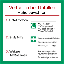 Schild Verhalten im Brandfall ISO 7010, 200x200 - Bavaria