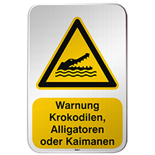 Warnaufkleber 'Achtung Krokodile/Alligatoren' Nach DIN EN ISO 7010 – 10 Cm Durchmesser, 4 Stück, Wasserfest & UV-beständig