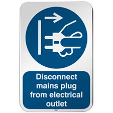 Iso Safety Sign - Disconnect Mains Plug From Electrical Outlet - Brady 