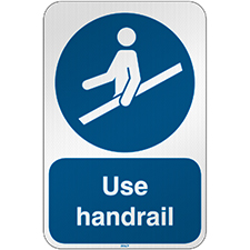 ISO Safety Sign - Use handrail - Brady Part: 303104 | Brady | Brady.eu