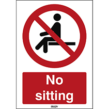 P018 No Sitting SignISO7010 Safety Stickers Decals OH&S Standard 