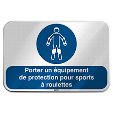panneau de signalisation Porter un équipement de protection pour sports à  roulettes