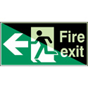 Glow-in-the-dark Safety Sign - Emergency fire exit (left) - A270/E001 - With text