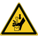 Segnaletica di sicurezza ISO - Pericolo di schiacciamento delle mani tra gli organi della pressa