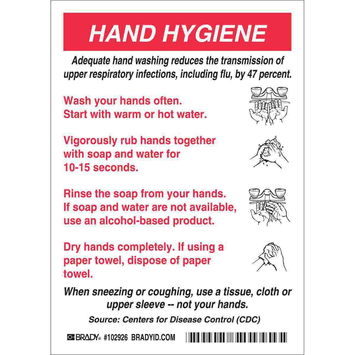 102926 B946 PA 7X5 RD/BK/WHT 10/PK HAND HYGIENE