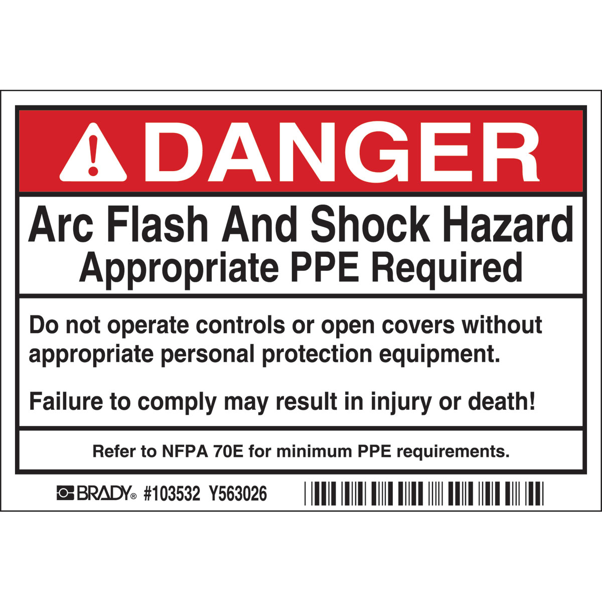 103532 DP- 3.5X5 ARC FLASH & SHOCK LBL, 5 PK