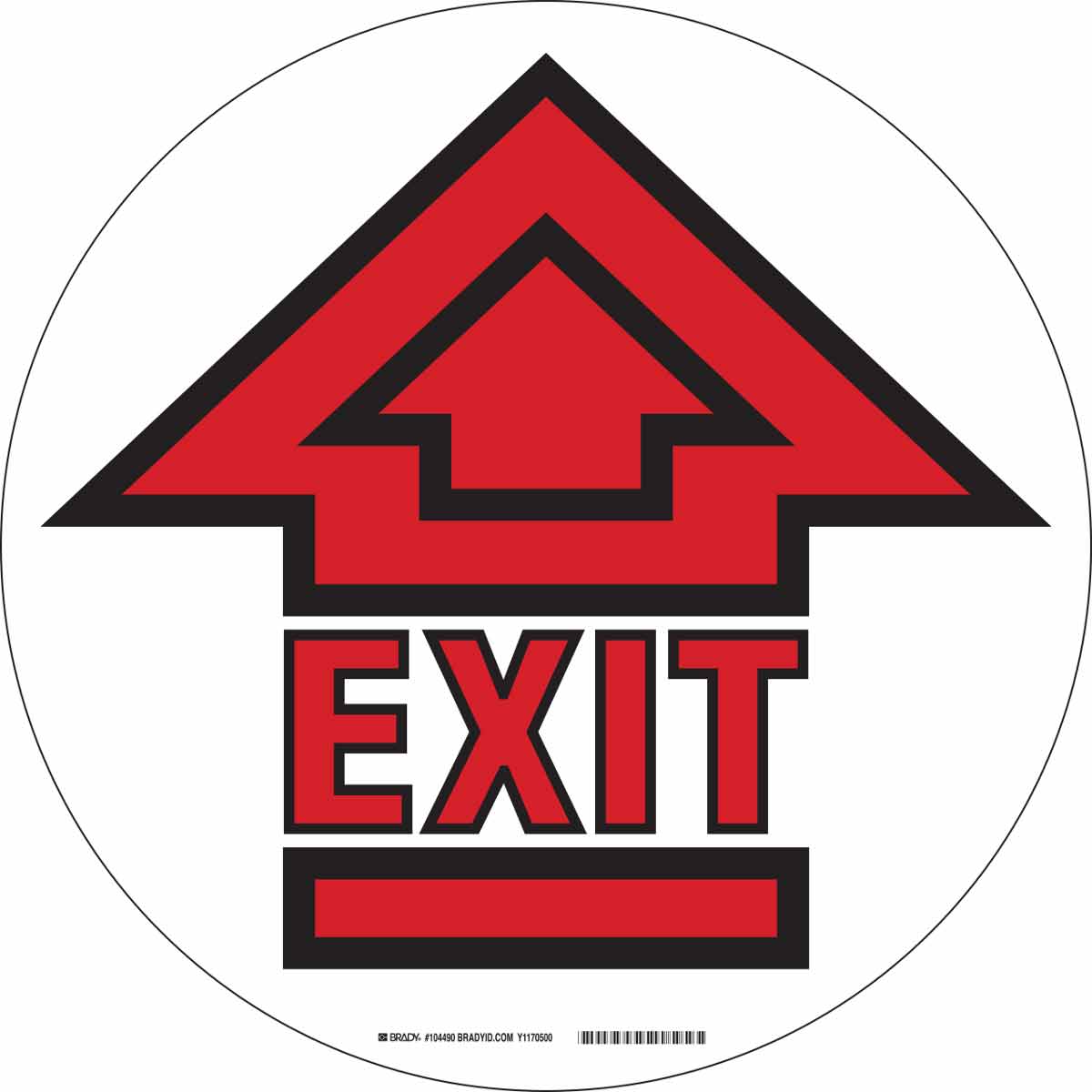 104490 B534FS 17"DIA RED,BK/WT EXIT ARROW W/SYM