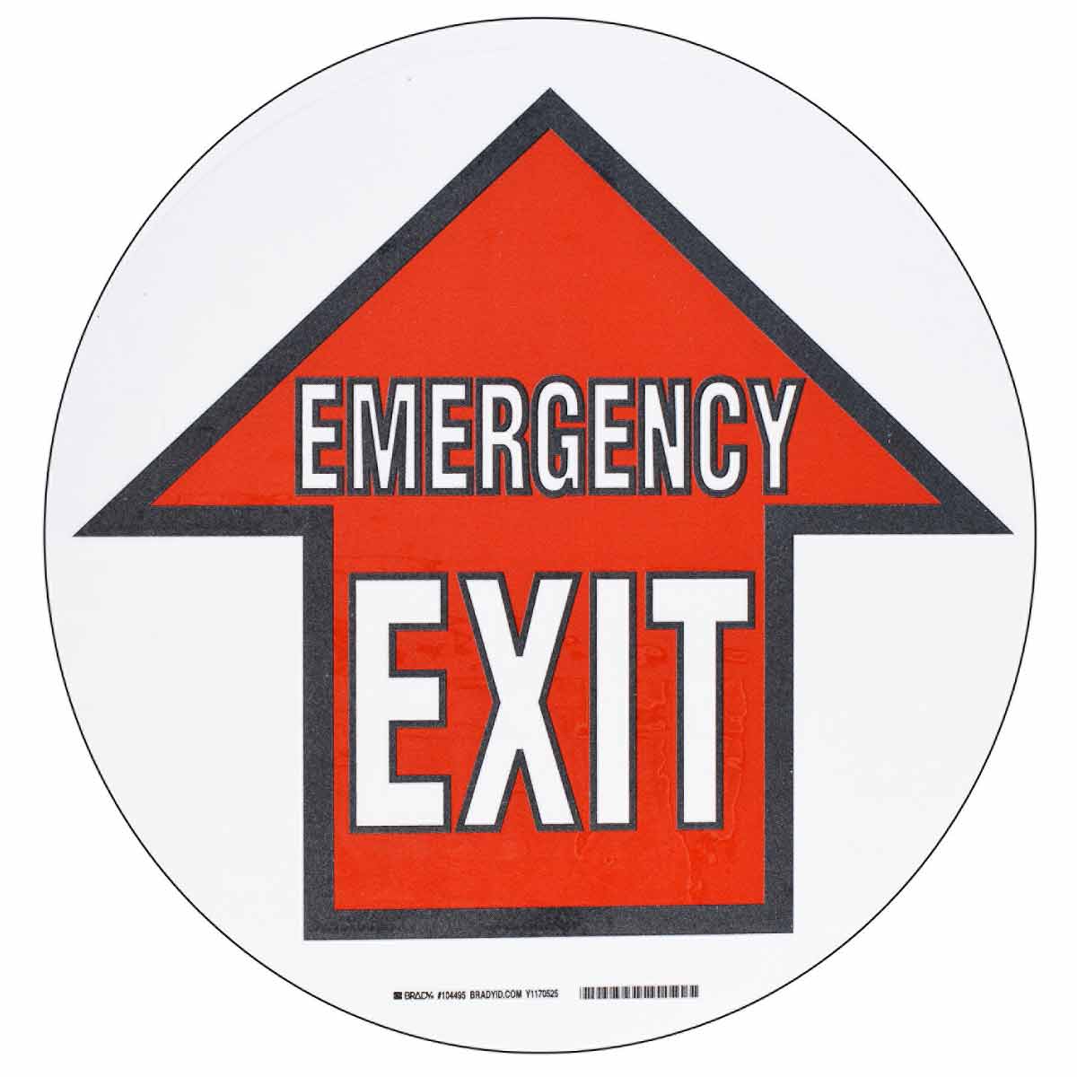104495 B534FS 17" RD,BK/WT EMERGENCY EXIT W/SYM