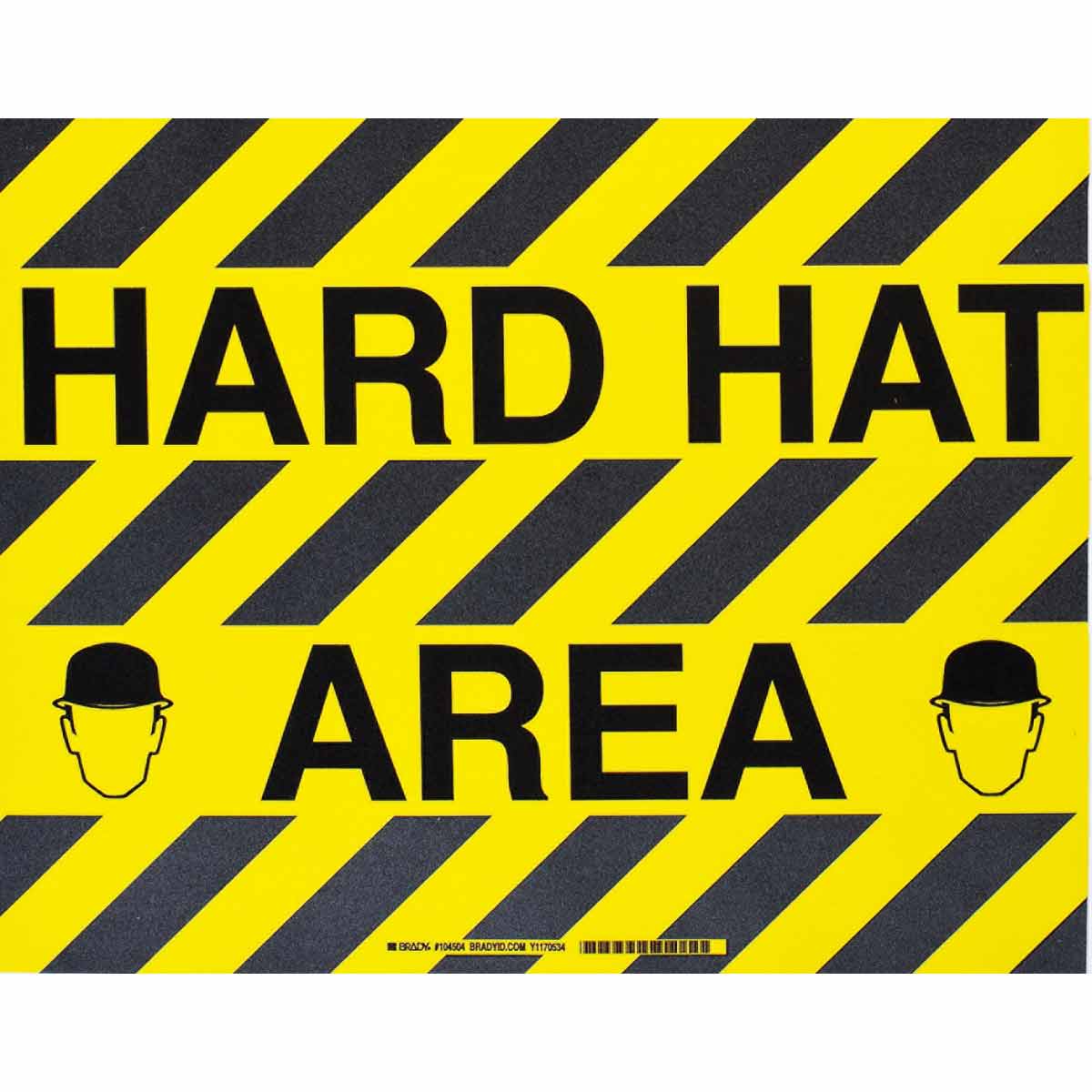 104504 B534FS 14X18 BLK/YEL HARD HAT AREA W/SYM