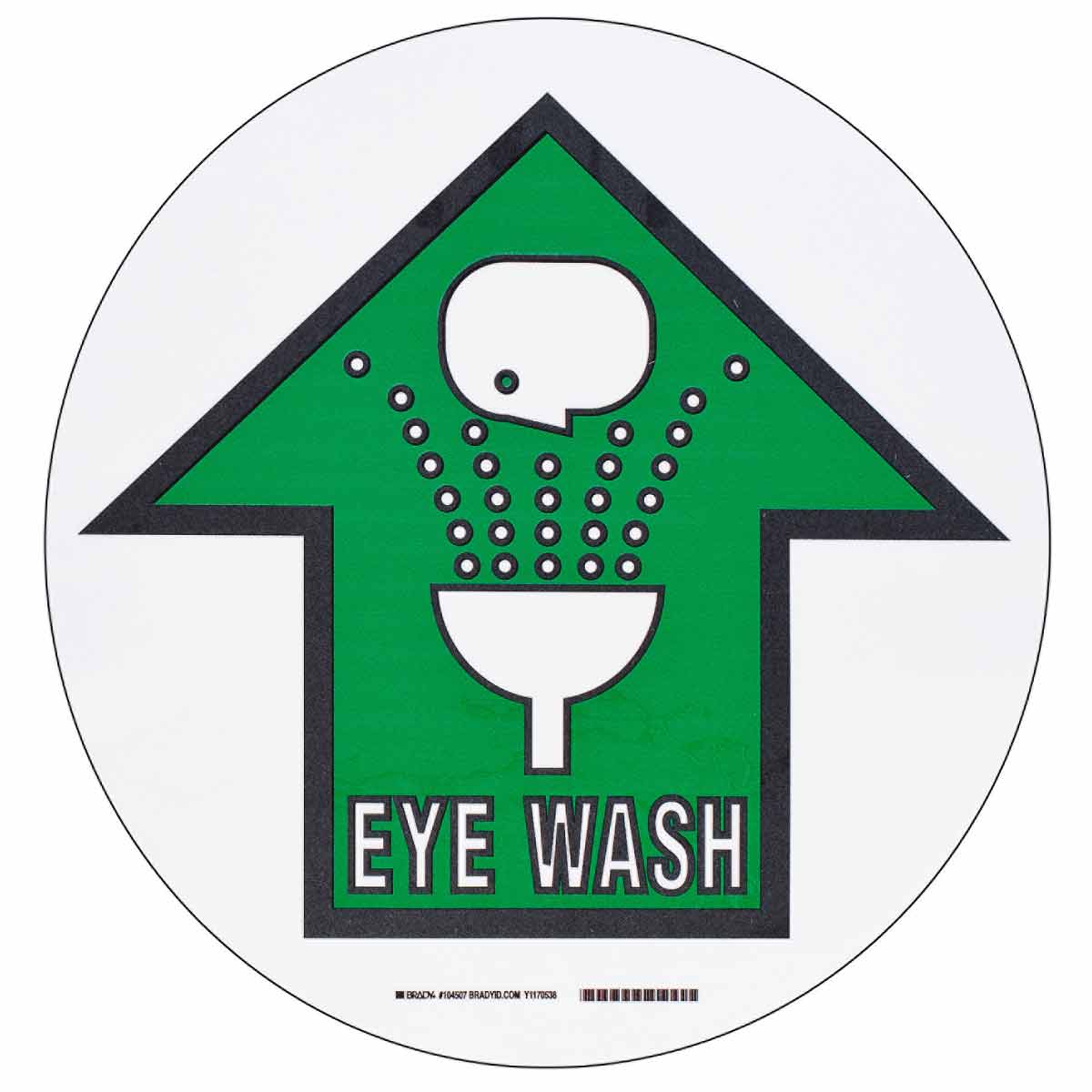 104507 B534FS 17" GRN,BLK/WHT EYE WASH W/SYMBOL